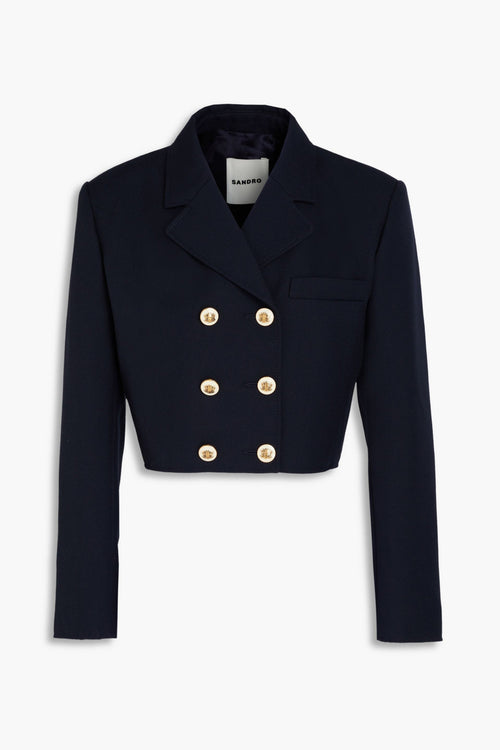 Sandro Navy Cropped Blazer Jacket
