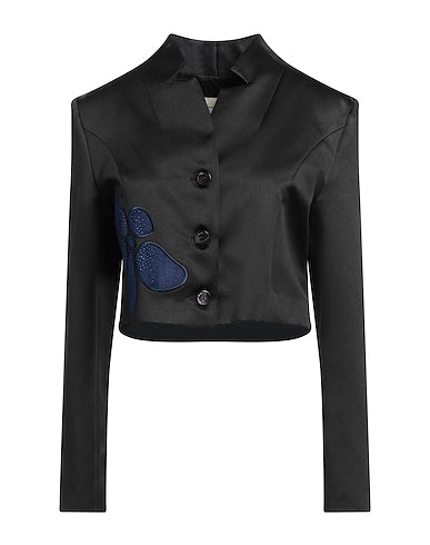 AIessia santi Black Floral Cropped Blazer