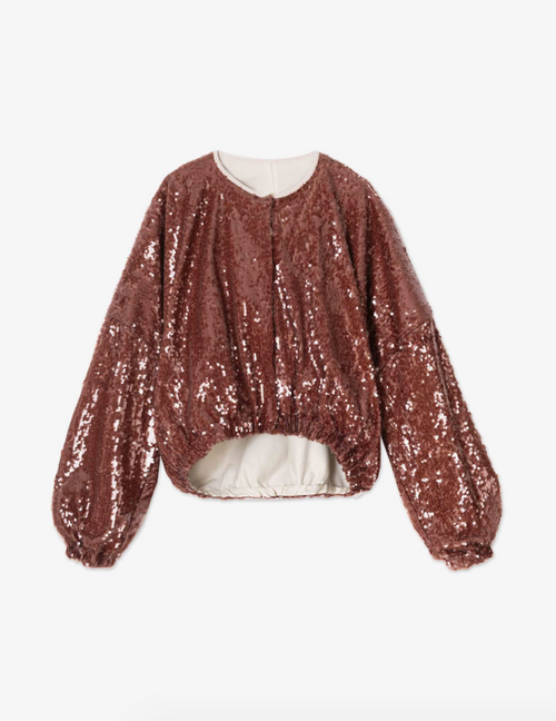 Alysi Sequin Brown Snap Jacket
