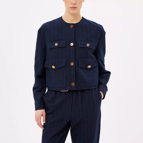 Alysi Navy Cropped Blazer