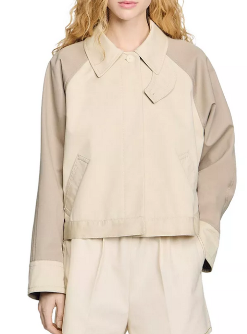 Sandro Beige Cropped Trench Jacket