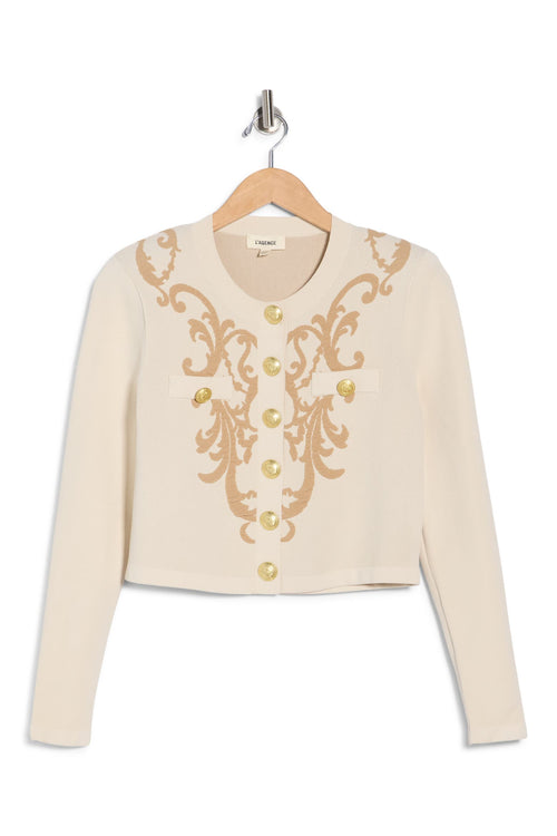 L'agence Beige Jacquard Cardigan