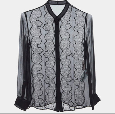 Valentino Black Abstract Sheer Shirt
