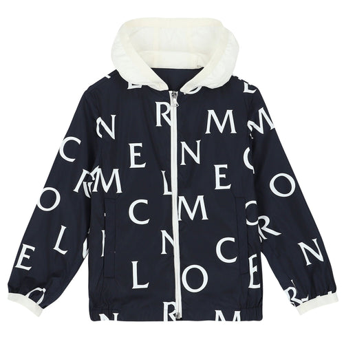 Moncler Navy And White Patterned Jacket