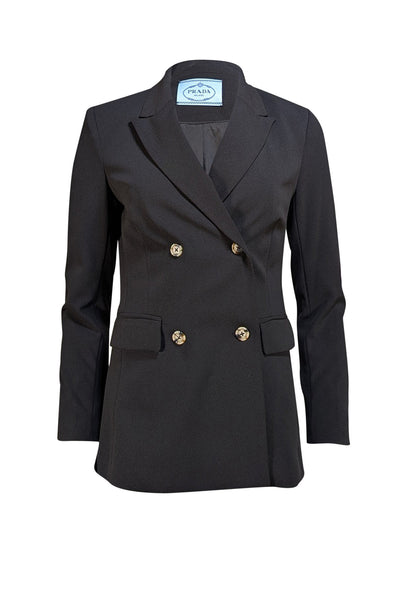 Prada Black Double-Breasted Wool Blazer