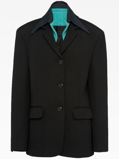 Prada Black Single- Breasted Wool Blazer