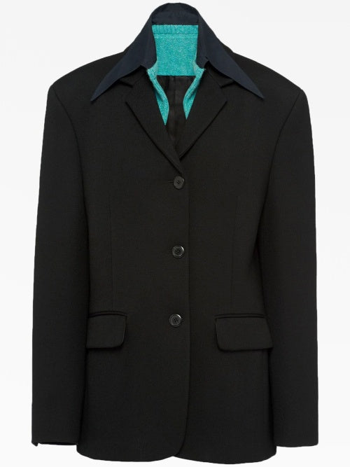 Prada Black Single- Breasted Wool Blazer