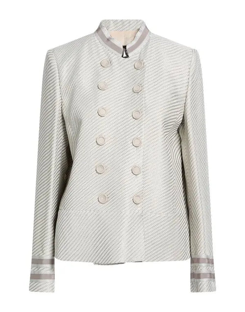 Emporio Armani Silver Jacquard Tweed Blazer