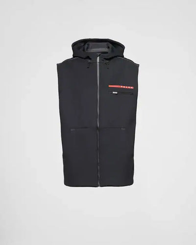 Prada Technical Jeresy Sleeveless Hoodie Jacket