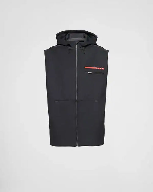 Prada Technical Jeresy Sleeveless Hoodie Jacket