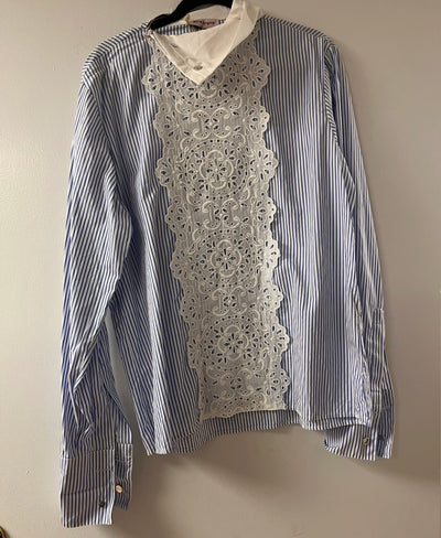 Palm Angels Stripe Blue And White Shirt