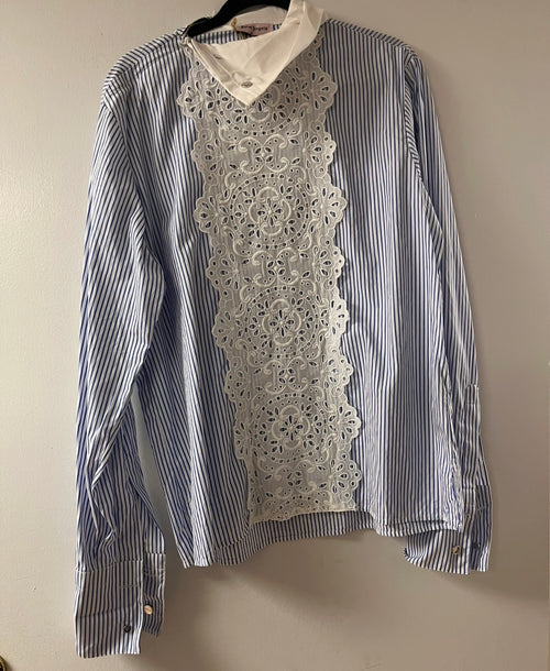 Palm Angels Stripe Blue And White Shirt