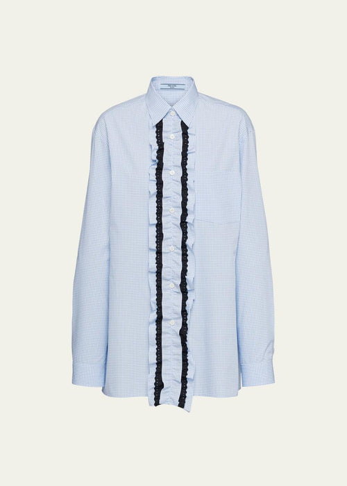 Prada Abstract Checekerd Blue Shirt