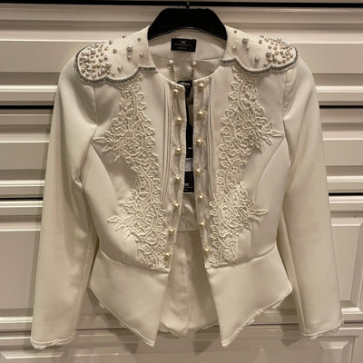 Elisabetta Franchi Off-White Pearl Jacket