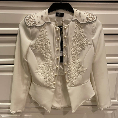 Elisabetta Franchi Off-White Pearl Jacket