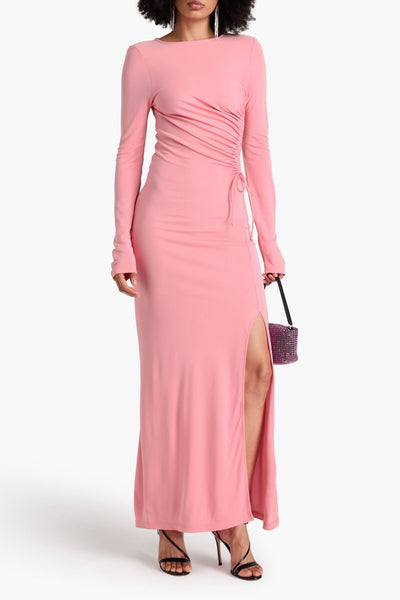 Rohe Ruched Jersey Maxi Hot Pink Pencil Dress