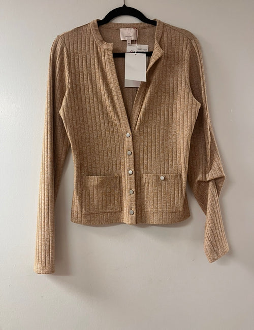 Clinq a Sept Camel Ribed Cardigan