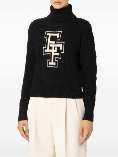 Elisabetta Franchi Black Crew Neck Knit Sweater