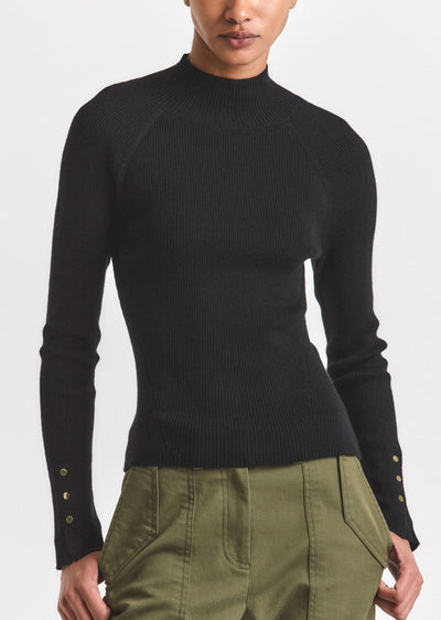 Derek Lam Black  Turtle Neck Wool Shirt