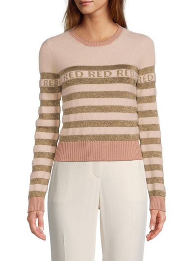 Valentino Pink Striped Knit Pull-On Sweater
