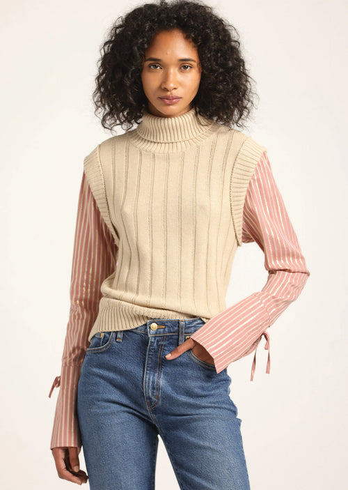 Derek Lam Beige Turtle Neck Knit Sweater