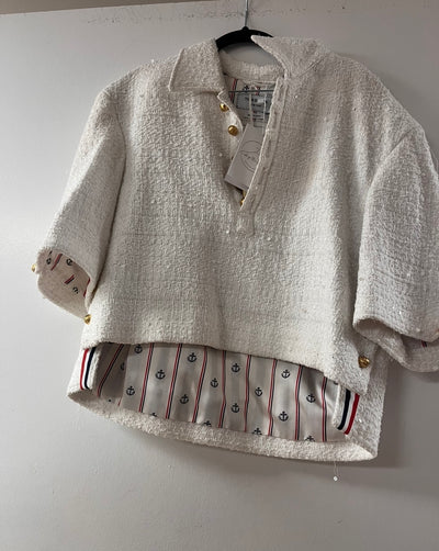 Thom Browne Off-White Tweed Cropped Shirt