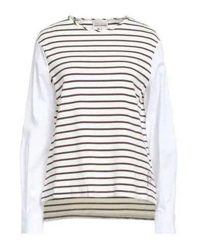 Semicouture Striped White And Brown Shirt