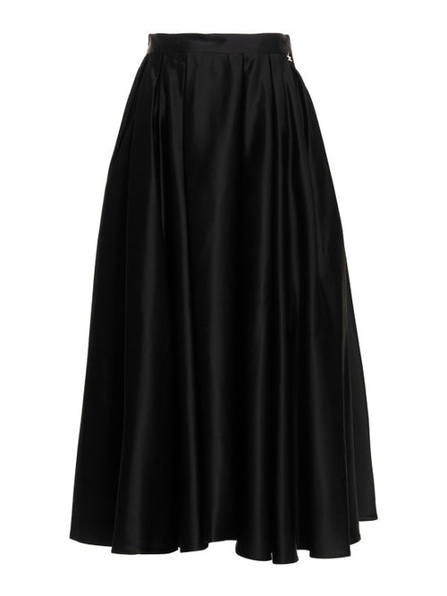Elisabetta Franchi Black Pleated Midi Skirt