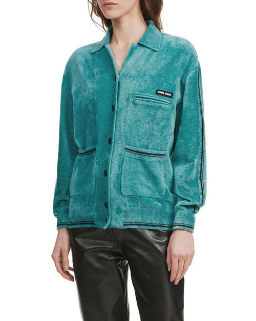Miu Miu Sage Green Button-Down Cardigan