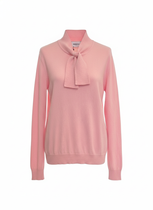 Mariuccia Pink Wool Tie Pull-On Sweater