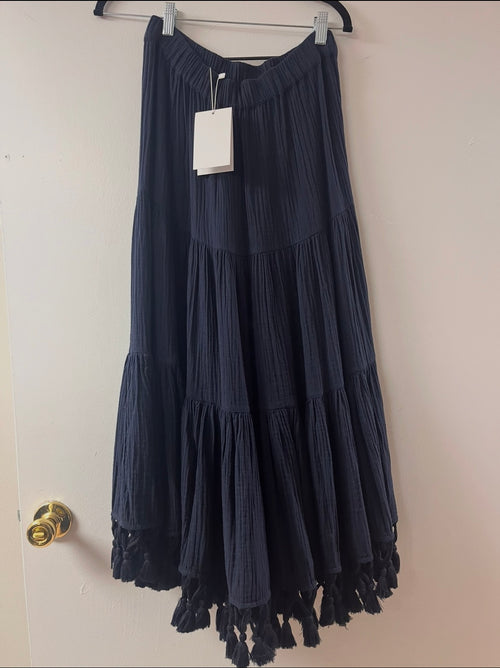 Figue Navy Midi Layers Skirt