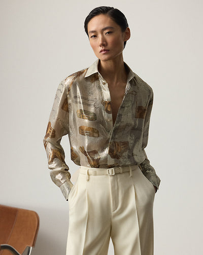 Ralph Lauren Metallic Silver Animal Print Shirt