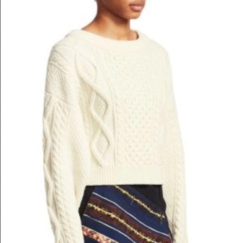 Phillip Lim Cream Knit Cropped Sweater