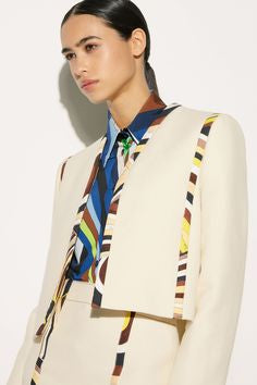 Pucci Cream Stripped Cropped Cardigan