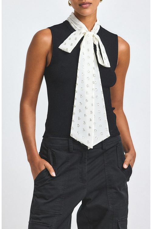 Derek Lam Sleeveless Black Tie-Neck Top
