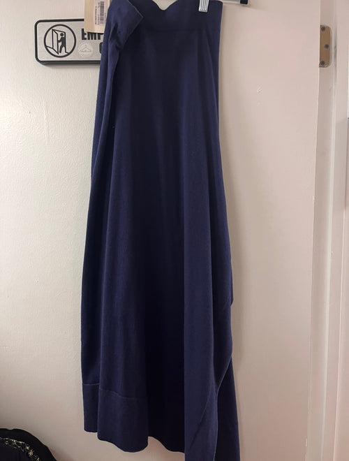 Liviana Conti Navy Wool Midi Skirt