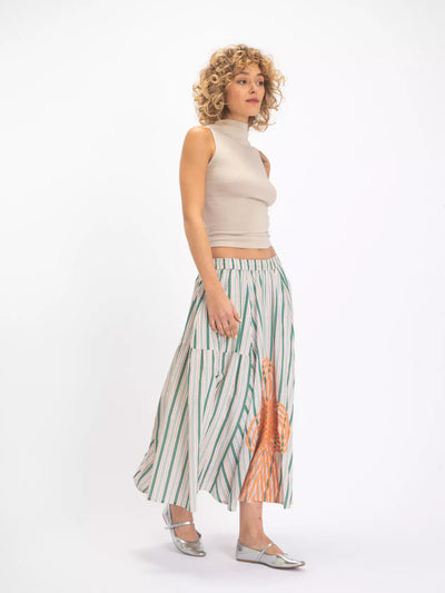 Vde Vinster Green Stripe Knee Skirt