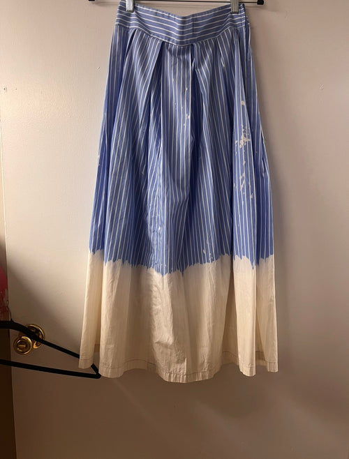 Department Five Midi Blue Pleated Strip Skirt