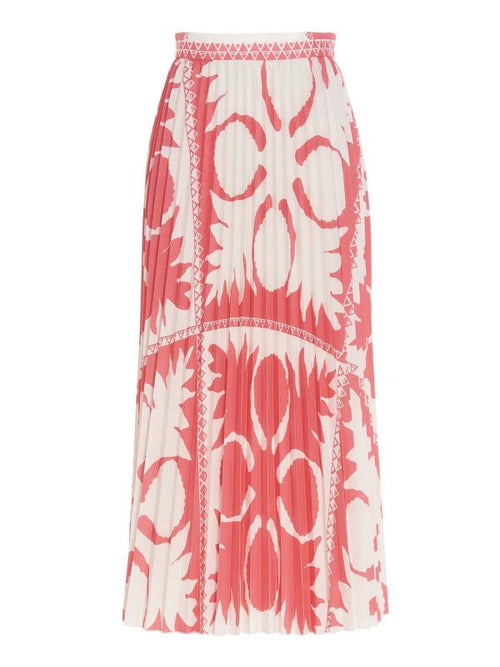 Red Valentino Abstract Pleated Light Pink Midi Skirt