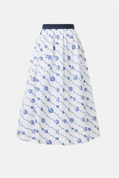 Rosie Assoulin Floral Midi White Skirt