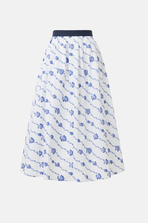 Rosie Assoulin Floral Midi White Skirt