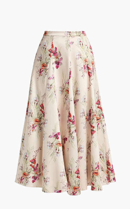 Cinq a Sept Floral Cream Midi Skirt