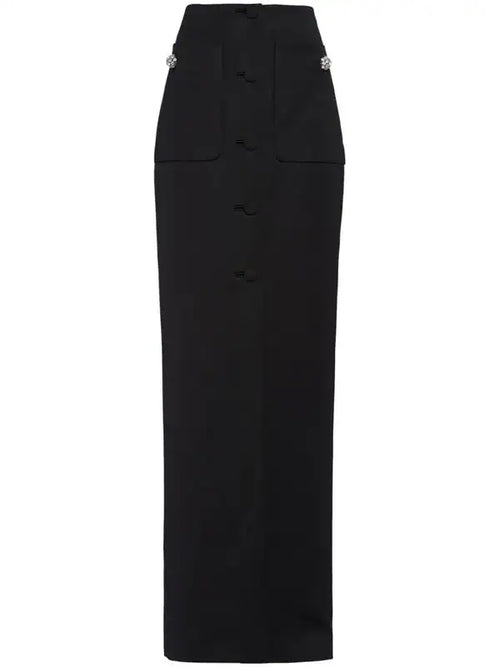 Prada Wool Black Maxi Pencil Skirt