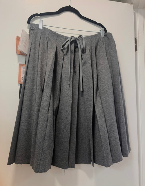 Miu Miu Wool Knee Pleated Tie Skirt