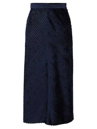 Prada Navy Midi Velvet Skirt