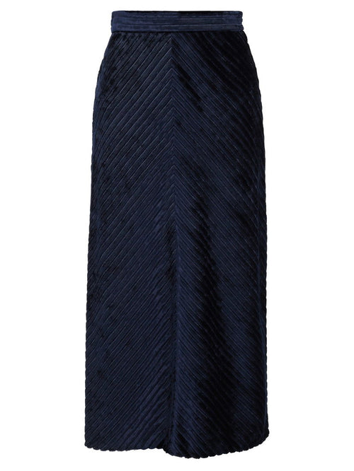 Prada Navy Midi Velvet Skirt