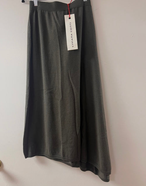 Liviana Conti Green Wool Asymmetrical Skirt