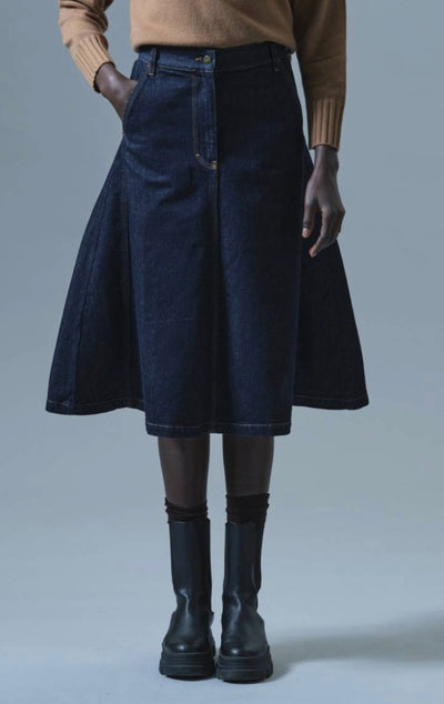ICONA Denim Knee A-Line Skirt