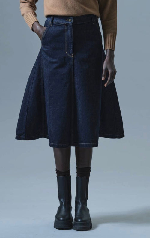 ICONA Denim Knee A-Line Skirt