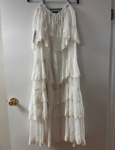 Alice + Olivia Layered White Lace Maxi Skirt